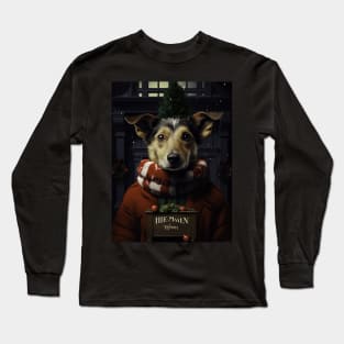 cute dog in christmas outfit Long Sleeve T-Shirt